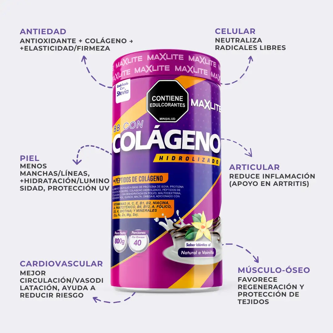 MAXLITE Colágeno Hidrolizado en Péptidos - Fórmula Avanzada 800g
