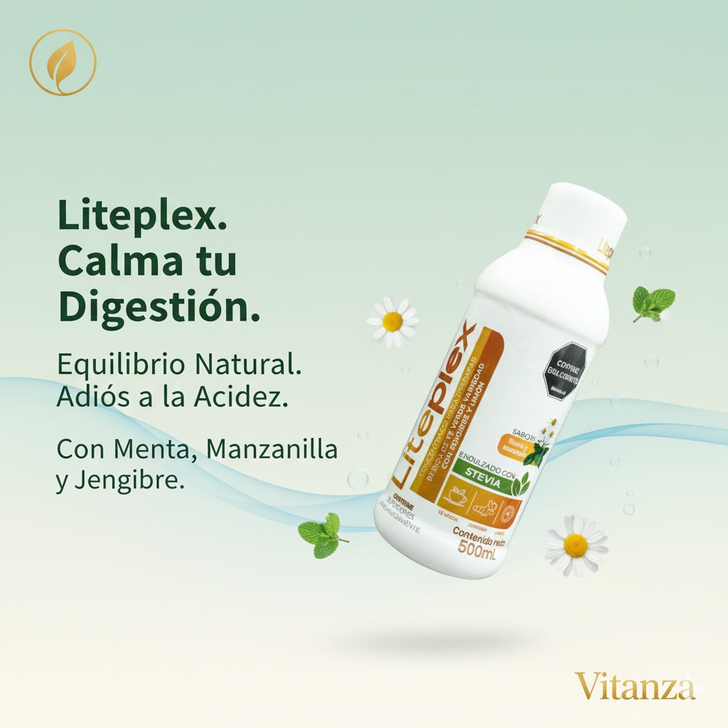 Liteplex - Tónico Metabólico de Té Verde, Jengibre y Limón