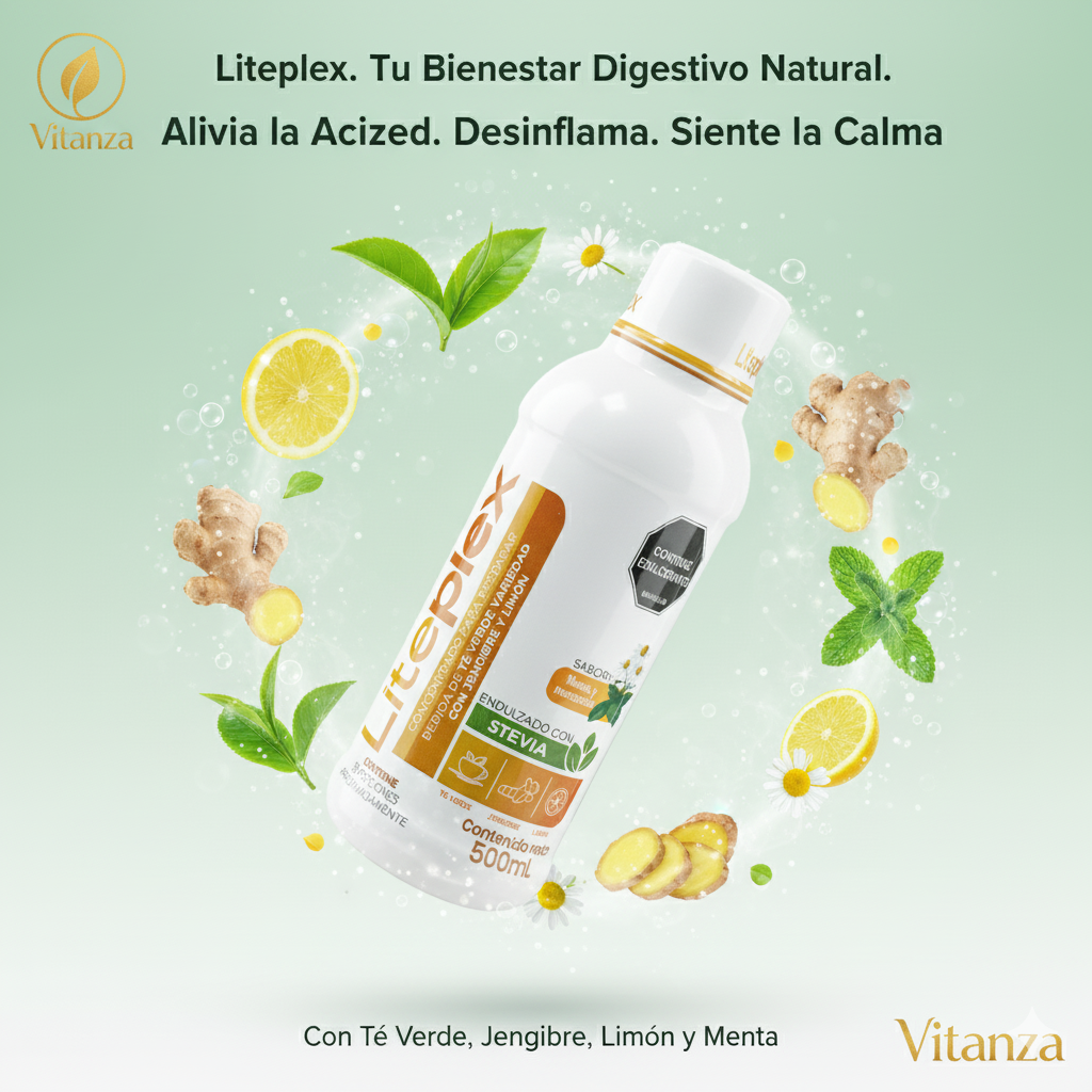 Liteplex - Tónico Metabólico de Té Verde, Jengibre y Limón