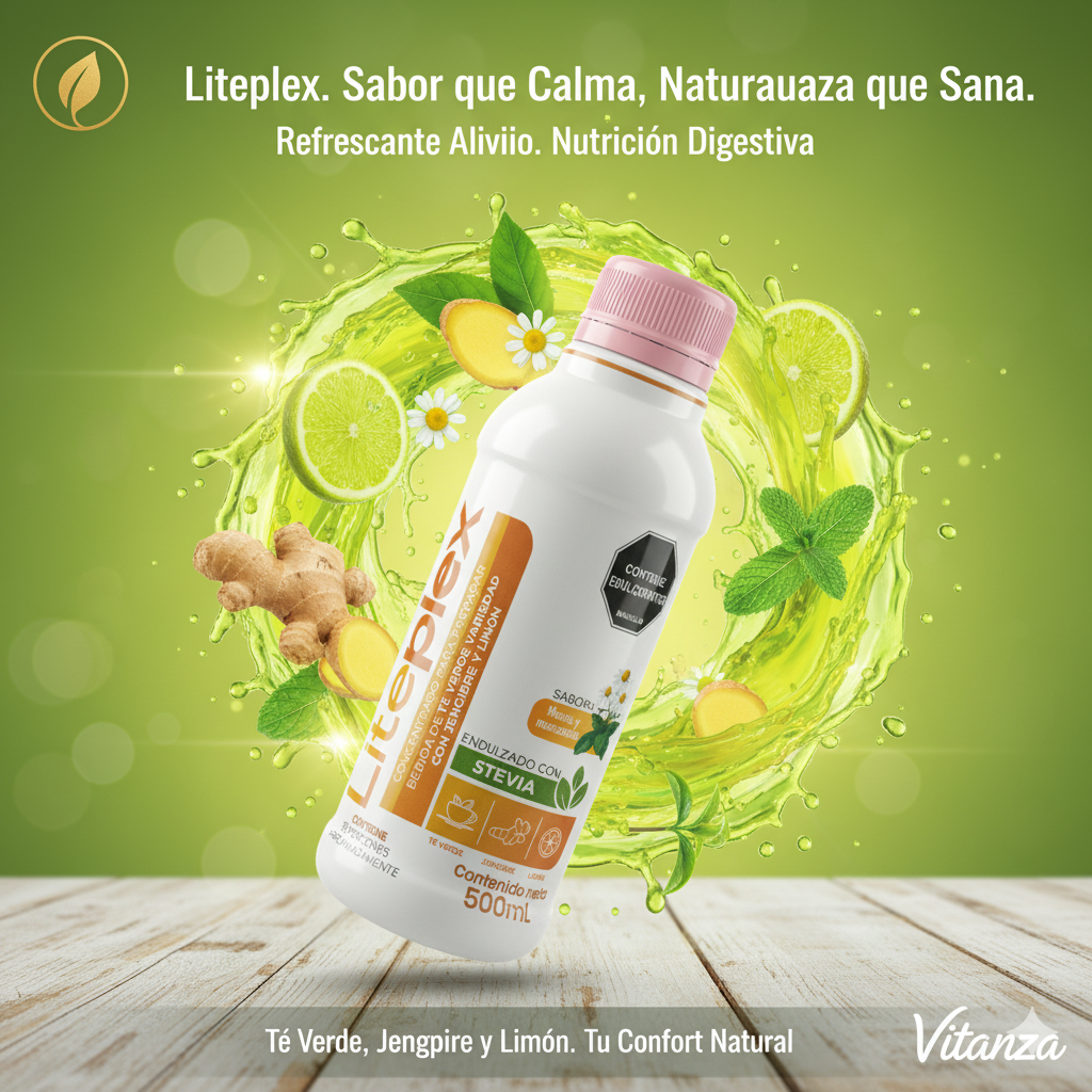Liteplex - Tónico Metabólico de Té Verde, Jengibre y Limón